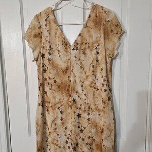Fashion Bug Summer Floral Dress with gold sparkle dotted through out. SZ 18-20